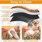 Pet Feeding Mat,Cactus Absorbent Dog Cat Food Mat Desert Dog Mat with Rubber Backing,Non-Slip Water Bowl Placemat,Pet Supplies 12" x 20"