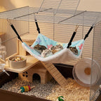 6 Pieces Cat Hammock for Cage, Reversible Soft Pet Hanging Bed with Adjustable Strap, Double Sided Small Animal Sleeping Hammock for Cat Ferret Puppy Rabbits