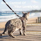 Cat Harness and Leash Set Escape Proof Tactical Large Kitten Harness Emotional Support Cat Vest, Brown, L