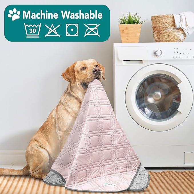 PetAmi Waterproof Cooling Mat for Dog, Premium Pet Cooling Blanket for Bed Crate, Anti Slip Indoor Dog Cool Pad for Sleeping, Q-MAX Small Medium Sofa Couch Cover Mat for Cat, Pink, 29x40