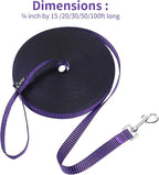 Hi Kiss Dog/Puppy Obedience Recall Training Agility Lead - 15ft 20ft 30ft 50ft 100ft Training Leash - Great for Training, Play, Camping, or Backyard(100ft,Black_Purple)