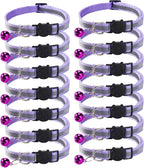 14 Pack Breakaway Cat Collar with Bell, Reflective Kitten Collar for Girl Boy Cats, Safety Buckle Adjustable 7.5-12.5 Inch, 0.4 Inch Width Lightweight, Pet Gifts (Purple)