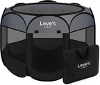 Love's cabin Pet Puppy Dog Playpen, Small Dog Tent Crates Cage Indoor/Outdoor, Portable Playpen for Cat, Foldable Pop Up Dog Kennel Playpen with Carring Case, Removable Zipper Top, Dark Grey