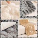 Couch Cover for Dogs Fuzzy Sofa Covers for Pet, Geometric Jacquard Coral Pet-Friendly Washable Non-Slip Sofas Slipcover Cushion Protector Pets Mat Dog Bed Mats