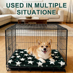Dog Bed Mat – Soft & Comfortable Dog Kennel Pad for Crate – Durable Crate Bed & Mat for Dogs & Cats – Ideal for Crate, Kennel, and Home Use (Big&Little Stars Green, S(24"*18"*1.5"))