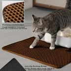 HCY&WLD Cat Litter Mat, Honeycomb Double Layer Cat Litter Trapping Mat, Waterproof Urine Proof Non-Slip, Scatter Control, Less Waste, Easier to Clean (Brown, 45" X 26")