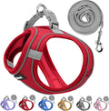 Solmoony Sparkly XXXS Dog Harness and Leash Set, Step in Soft Light Puppy Vest, Breathable Reflective Pet Harness for Walking, Puppy Harness for Small Dogs Cats (Red, XXXS)