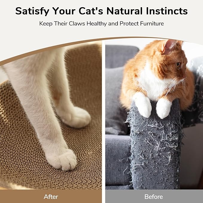 FUKUMARU Cat Scratcher Cardboard Lounge Bed, 2-in-1 Cat Scratch Pad, Oval Cats Scratching Board Indoor, Durable Modern Kitty Scratcher Bowl, Cats Scratch Furniture Protector, Polka Dot