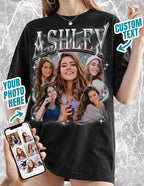 Custom Bootleg Rap Shirt with Photo Text, Vintage Custom Picture Shirt for Girlfriend, Boyfriend, Dad, Mom, Pet Lover Friend