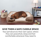 Furhaven Memory Foam Dog Bed for Large Dogs w/ Removable Bolsters & Washable Cover, For Dogs Up to 125 lbs - Plush & Velvet Waves Perfect Comfort Sofa - Brownstone, Jumbo Plus/XXL