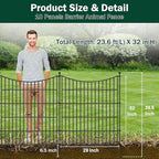 10 Panels No Dig Dog Fence Outdoor for Yard, 32 in(H) X 23.6 ft(L) Decorative Tall Garden Fence Animal Barrier, Rustproof Metal Wire Garden Edging and Borders, Temporary Fencing Stakes