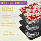 Red White Paisley Pet Food Mat, Absorbent Feeding Pad for Dogs and Cats, Waterproof Anti-Slip Base – 16x24 Inch