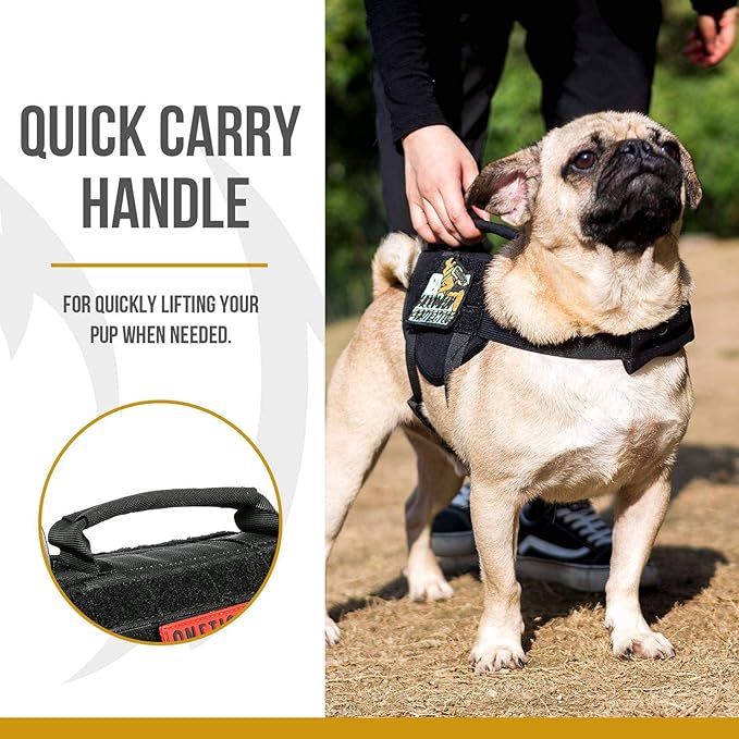 OneTigris Tactical Dog Harness,Puppy Harness with Handle, Military Vest for Small Dogs Outdoor Easy Control Training Walking