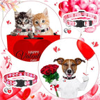 8 Pcs St. Patrick's Day Adjustable Cat Collar Easter Cat Collar with Bell Plastic Buckle Valentines Holiday Puppy Gift for Pet Kitten Puppy(Heart)