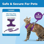 Voyager Escape-Proof Step-in Lock Cat Harness & 5ft Neoprene-Handle Leash Set All-Weather Mesh with Reflective Stitching for Small to Large Cats by Best Pet Supplies, Purple (327), XXXS