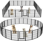 Dog Playpen,Portable Outdoor Dog Fence, Dog Playpen for Large/Medium/Small Dogs, Dog Fences for The Yard,with Doors Foldable Metal (24 Panels, 45 inch)