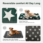 Washable Dog Bed Plush Orthopedic Outdoor Crate Mat with Non-Slip Bottom,Luxe Soft Kennel Pad for Pets, Cozy Cage Cushion & Pet Sleeping Mattress Large Sized,Medium,Small Dogs,30x20 inch,Green