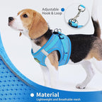 Step in Dog Harness with Leash Set, Adjustable Soft Padded and Breathable Mesh for Small Sized Dog, Reflective No Pull No Choke Cat Vest Harness, Easy Control Pet Vest, Blue L