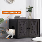 Dwanton Litter Box Enclosure, Cat Litter Box Furniture Hidden, Reversible Entrance Can Be on Left or Right Side, Wooden Cat Washroom Indoor, Dark Gray, 27.6 Inches