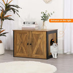 Dwanton Litter Box Enclosure, Cat Litter Box Furniture Hidden, Reversible Entrance Can Be on Left or Right Side, Wooden Cat Washroom Indoor, Warm Brown, 27.6 Inches