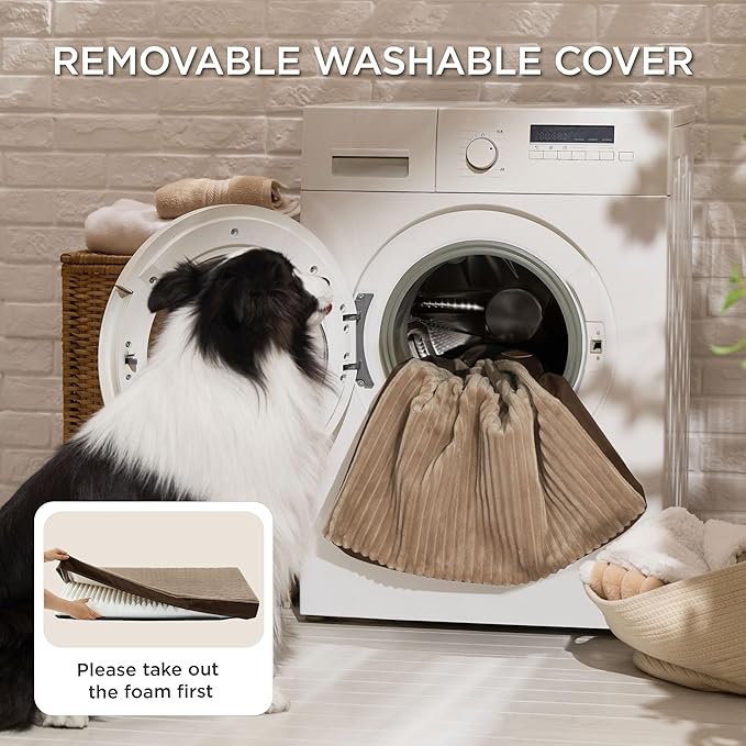 Bedsure ComfyFleece Dog Bed Medium Size Dog - Orthopedic Pet Beds with Removable Washable Cover, NOT Waterproof Egg Crate Foam Puppy Mat, Suitable for Pet Up to 35 lbs, 29"x18"x2.8", NOT for Chewers