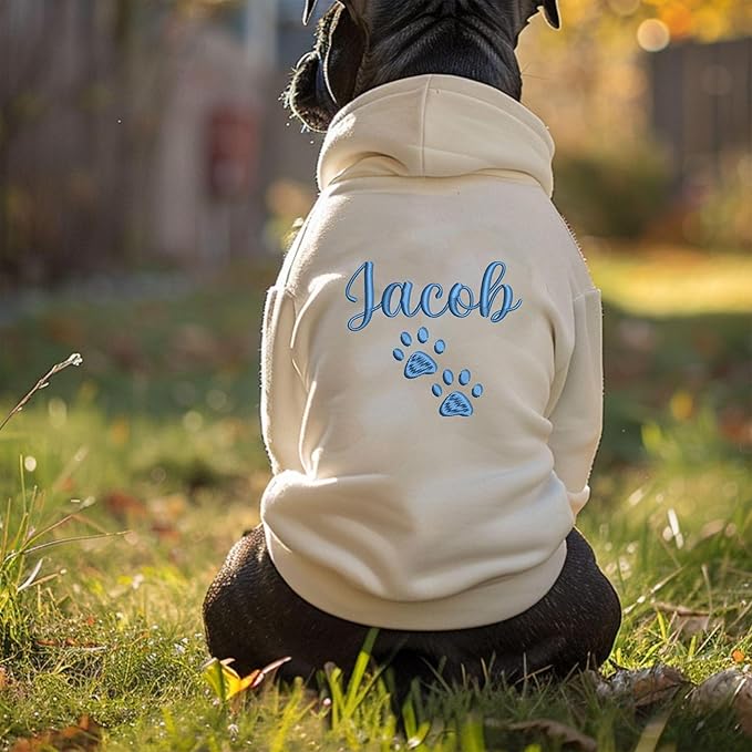 Personalized Name Dog Hoodie, Embroidered Hoodies Pets Name, Custom Pet Memorial, Bright Puppy Sweatshirt, Customized Pet Clothes Warm Winter Outfit for Dogs, Gift for Dog Lovers Style 2