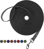 Hi Kiss Dog/Puppy Obedience Recall Training Agility Lead - 15ft 20ft 30ft 50ft 100ft Training Leash - Great for Training, Play, Camping, or Backyard(50ft,Black_White)