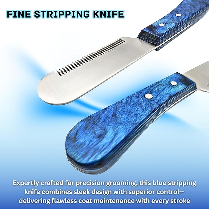 Professional Pet Grooming Tool for Dogs & Cats – Stainless Steel Comb with Safe Rounded Blades for Removing Knots, Tangles & Loose Hair – Comfortable Non-Slip Handle (Black)