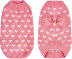 Dxhycc Dog Knitted Sweater Heart Puppy Sweater Warm Soft Pet Holiday Clothes for Small Cats and Dogs (Pink, S)