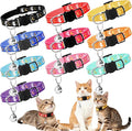 10PCS Breakaway Cat Collars with Bell, Glow in The Dark Adjustable Kitten Collars with Star Moon Pendant, 10 Color Cute Kitty Collars for Girl Boy Cats Pet Accessories