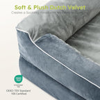 Extra Large Dog Bed, Orthopedic XL Dog Bed with Cooling Gel Memory Foam, Waterproof Pet Bed with Removable Washable Cover, 42" Pet Sofa Couch Dutch Velvet with Bone Toy, Dark Gray