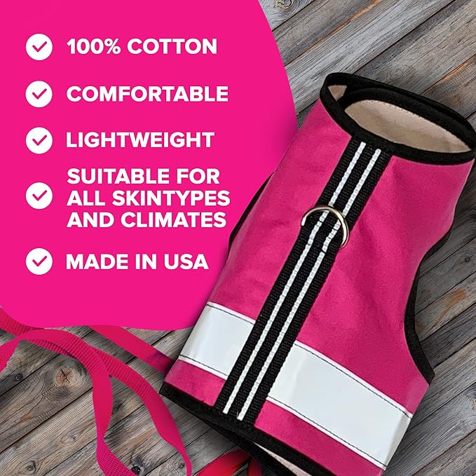 Kitty Holster Reflective Cat Harness – High-Visibility Cat Harness for Travel, Day and Night Walking - Soft Cotton Cat Accessories, Breathable, Secure & Washable, Made in USA - Flamingo Pink, XL