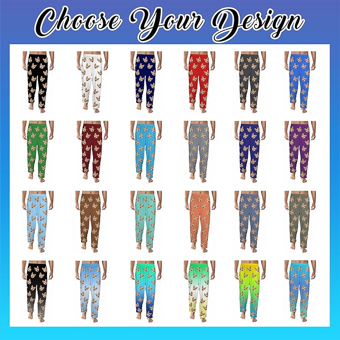 Artsadd Personalized Christmas Pajama Pants Socks for Men Custom Photo Pajama Bottoms for Men S-XXL