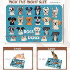 Cute Dog Cat Food Mat,Absorbent Pet Feeding Mat with Rubber Backing,Non-Slip Water Bowl Placemat,Indoor Pet Accessories Supplies 16"x24"