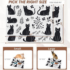 Cute Black Flower Dog Cat Food Mat,Absorbent Pet Feeding Mat with Rubber Backing,Non-Slip Water Bowl Placemat,Indoor Pet Accessories Supplies 16"x24"