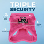 Best Pet Supplies Voyager Step-in Air All Weather Mesh Harness and Reflective Dog 5 ft Leash Combo with Neoprene Handle, for Small, Medium and Large Breed Puppies - Set (Fuchsia), L
