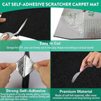Trimmable Cat Scratcher Mat, Self-Adhesive Cat Scratching Carpet Pad Replacement for Cat Tree Shelves, Cat Steps and Posts, DIY Cat Scratch Couch Furniture Protector (Black, 39.4"x15.8")