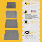 Cat Litter Mat, Upgrade Super Waterproof Back Layer Litter Box Mat, Non Slip, Durable, Soft on Paws Kitty Trapping Matt (34"x26", Gray)