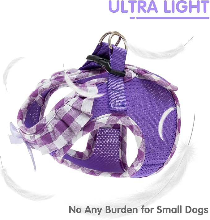 PUPTECK Dog Harness for Puppy and Small Sized Dogs, Step-in No Pull Soft Mesh Vest Harness for Cats Small Pets Walking, Purple, New XXS