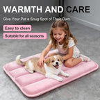 Dog Bed Mat, Reversible Dog Crate Pad with Washable Kennel Mat and Soft Foam, Flat Pet Bed for Dogs & Cats, for Crates Carriers & Travel (Pink, 23" L*14" W*1.5" Th)