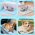 Cordless Cat Window Perch, Cats Dogs Hammock Cooling Mat, Summer Ice Silk Pad for Animal, Washable Chew-Proof Sleeping Mat(grayL)