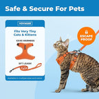 Voyager Escape-Proof Step-in Lock Cat Harness & 5ft Neoprene-Handle Leash Set All-Weather Mesh with Reflective Stitching for Small to Large Cats by Best Pet Supplies, Orange (327), XXXS