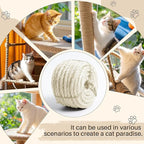 Sisal Rope for Cat Scratcher 1/4" 50 Ft Cat Tree Twine for Repairing Cat Scratching Post Replacement DIY Hemp Rope for Carpet Mat, Pet, and Crafts Gardening Home Decorating