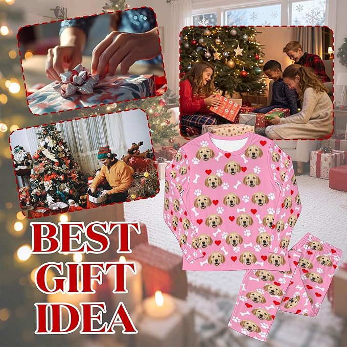 Artsadd Personalized Pajamas with Faces for Women Men Custom Christmas Pajamas Gifts for Family Couple, Funny Photo Pjs