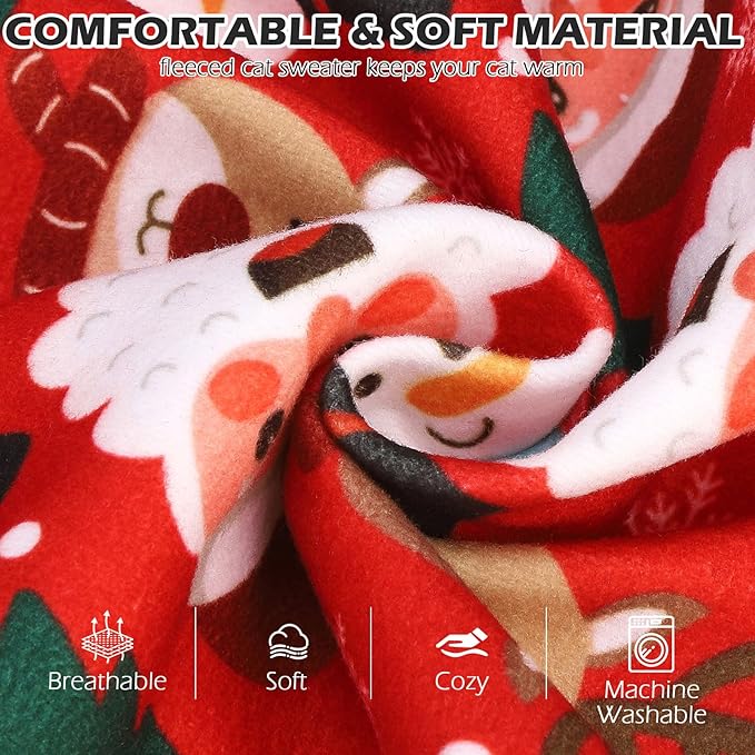 EXPAWLORER Cat Christmas Sweater - Sweaters for Cats Only Soft Warm Pet Clothes, Fall and Winter Xmas Coat Pullover Design, Fleece Sweatshirt Clothing Also for Puppy Small Dogs, Small