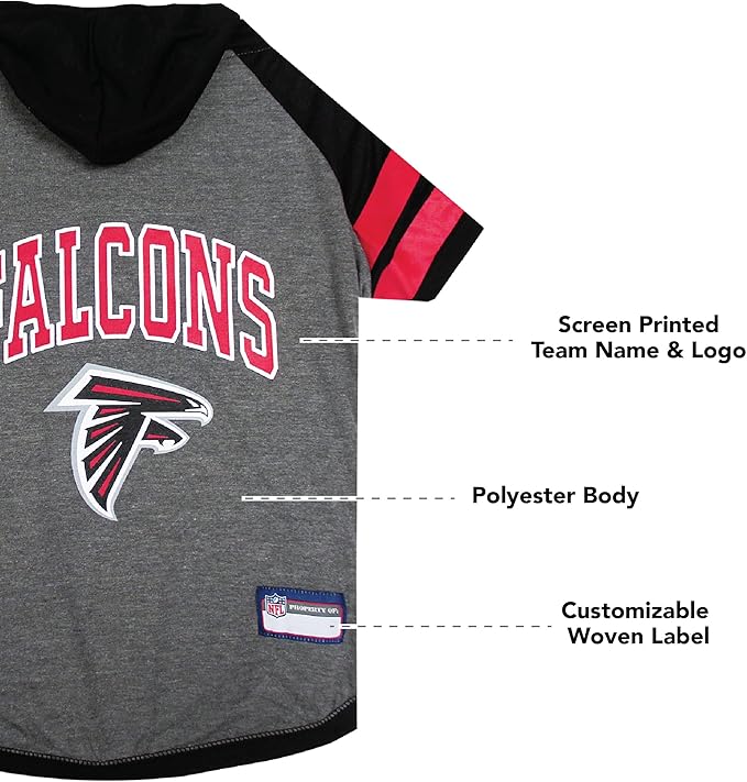 Pets First NFL Atlanta Falcons Hoodie for Dogs & Cats. NFL Football Licensed Dog Hoody Tee Shirt, Medium. Sports Hoody T-Shirt for Pets. Licensed Sporty Dog Shirt (ATL-4044-MD)