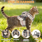 KOOLTAIL Small Dog Harness and Leash Set, Cute Puppy Vest Harnesses with Bowtie, Step in No Pull Soft Mesh Padded Adjustable Plaid Pet Harness for Extra-Samll Medium Dogs Cats, Boy Girl, XS S, Beige M