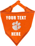 Pets First NCAA Clemson Tigers Personalized Tie Bandana for Dogs, Size Small/Medium. Custom Dog Bandana Scarf Bib for Pet Cat Dog