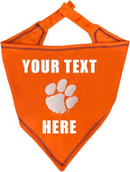 Pets First NCAA Clemson Tigers Personalized Tie Bandana for Dogs, Size Small/Medium. Custom Dog Bandana Scarf Bib for Pet Cat Dog