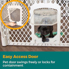 MyPet Petyard Passage: 5.5 Ft. Wide Customizable Folding Dog Playpen with Passage Flap-Door for Indoor/Outdoor. Made in USA. 6-Panel Puppy Playpen. Freestanding Play Pen Dog Gate 26" Tall, Light Gray